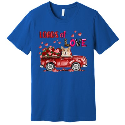 Cute Corgi Dog Driving Red Truck Happy Valentine's Day Gift Premium T-Shirt