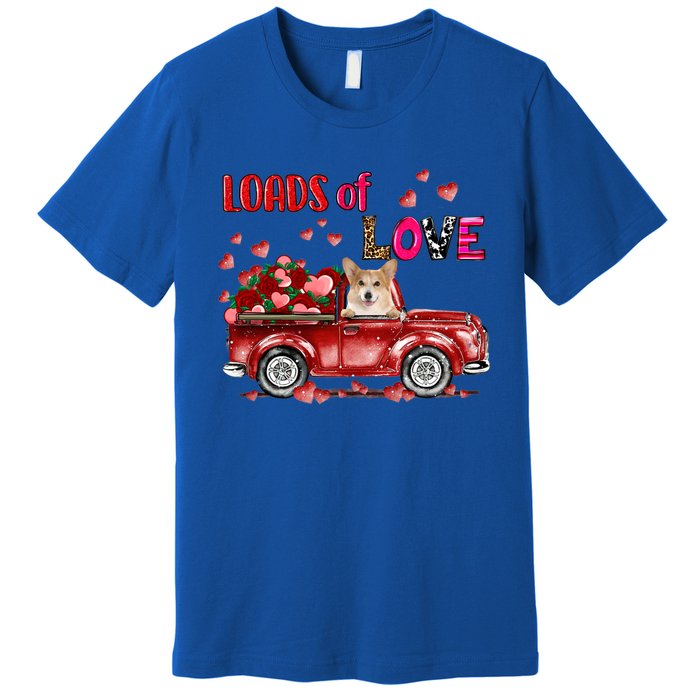 Cute Corgi Dog Driving Red Truck Happy Valentine's Day Gift Premium T-Shirt