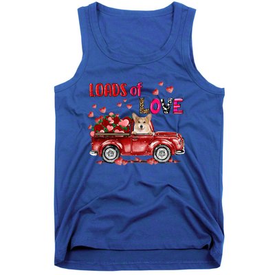 Cute Corgi Dog Driving Red Truck Happy Valentine's Day Gift Tank Top