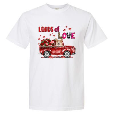 Cute Corgi Dog Driving Red Truck Happy Valentine's Day Gift Garment-Dyed Heavyweight T-Shirt