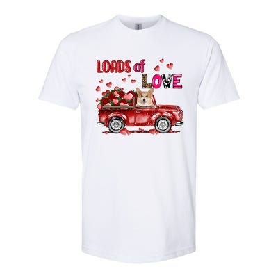 Cute Corgi Dog Driving Red Truck Happy Valentine's Day Gift Softstyle CVC T-Shirt