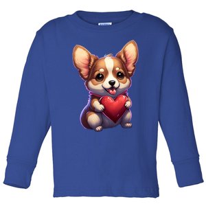 Cute Corgi Dog Lovers Art Corgi Adoption Valentine's Day Cool Gift Toddler Long Sleeve Shirt