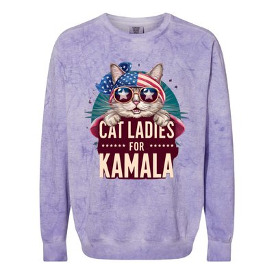 Cute Cat Design Cat Ladies For Kamala Colorblast Crewneck Sweatshirt