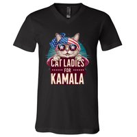 Cute Cat Design Cat Ladies For Kamala V-Neck T-Shirt