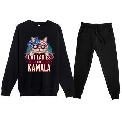 Cute Cat Design Cat Ladies For Kamala Premium Crewneck Sweatsuit Set