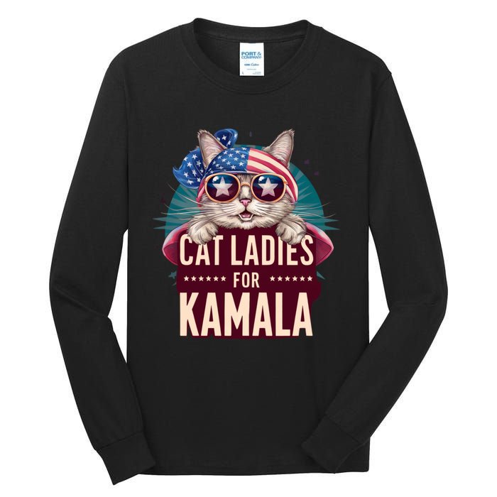 Cute Cat Design Cat Ladies For Kamala Tall Long Sleeve T-Shirt