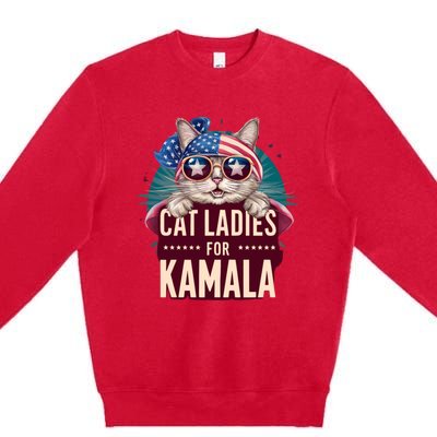 Cute Cat Design Cat Ladies For Kamala Premium Crewneck Sweatshirt