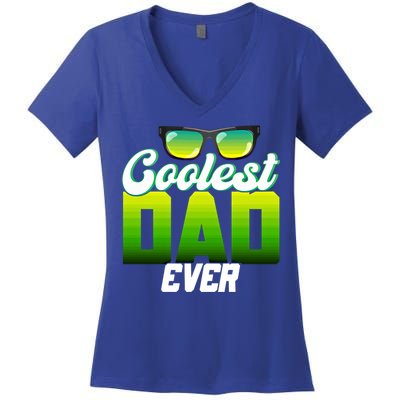 Cute Coolest Dad Around Worlds Coolest Dad Ever Coolest Dad Gift Women's V-Neck T-Shirt
