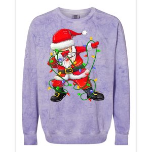 Cute Christmas Dabbing Santa Lights Colorblast Crewneck Sweatshirt