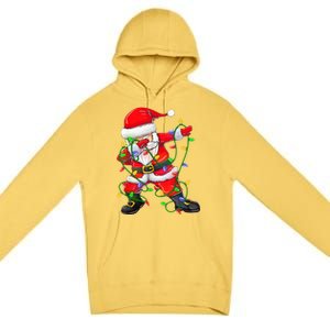 Cute Christmas Dabbing Santa Lights Premium Pullover Hoodie