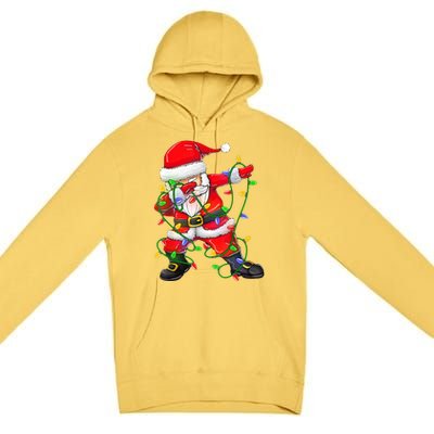 Cute Christmas Dabbing Santa Lights Premium Pullover Hoodie