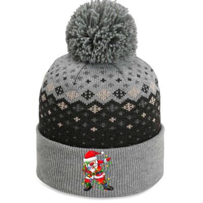 Cute Christmas Dabbing Santa Lights The Baniff Cuffed Pom Beanie