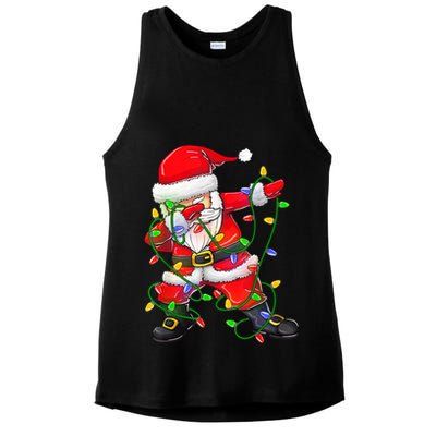 Cute Christmas Dabbing Santa Lights Ladies PosiCharge Tri-Blend Wicking Tank
