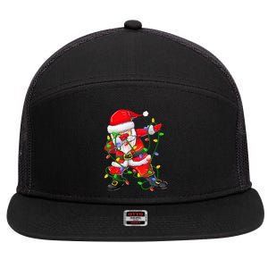 Cute Christmas Dabbing Santa Lights 7 Panel Mesh Trucker Snapback Hat