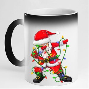 Cute Christmas Dabbing Santa Lights 11oz Black Color Changing Mug