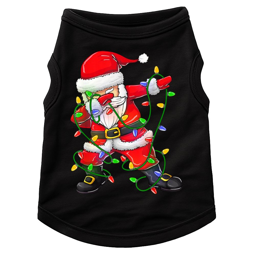 Cute Christmas Dabbing Santa Lights Doggie Tank