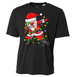 Cute Christmas Dabbing Santa Lights Cooling Performance Crew T-Shirt