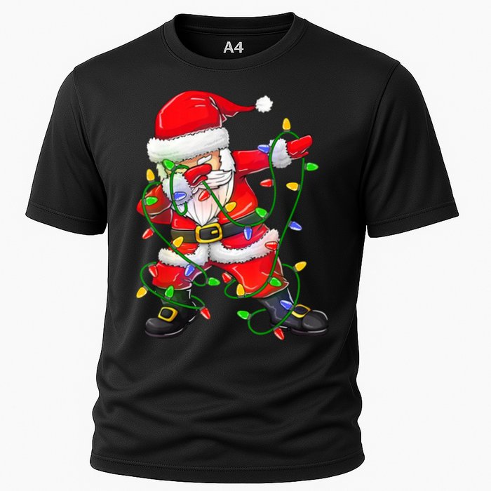 Cute Christmas Dabbing Santa Lights Cooling Performance Crew T-Shirt