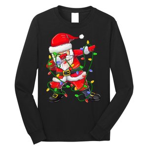 Cute Christmas Dabbing Santa Lights Long Sleeve Shirt