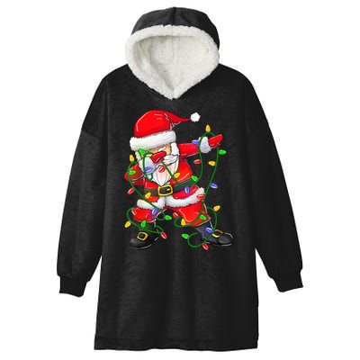 Cute Christmas Dabbing Santa Lights Hooded Wearable Blanket