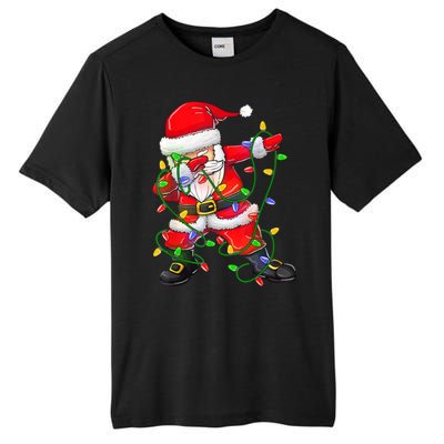 Cute Christmas Dabbing Santa Lights Tall Fusion ChromaSoft Performance T-Shirt