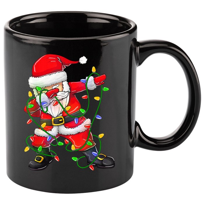 Cute Christmas Dabbing Santa Lights 11oz C Handle Ceramic Mug