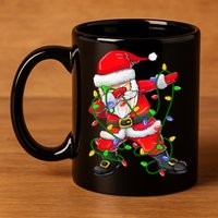 Cute Christmas Dabbing Santa Lights 11oz C Handle Ceramic Mug