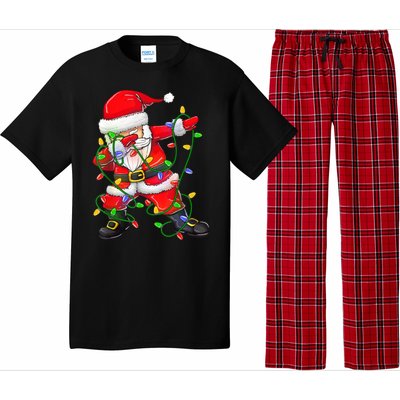 Cute Christmas Dabbing Santa Lights Pajama Set