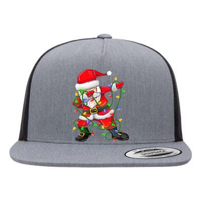 Cute Christmas Dabbing Santa Lights Flat Bill Trucker Hat