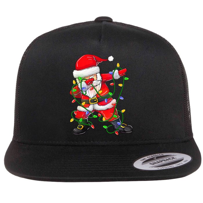 Cute Christmas Dabbing Santa Lights Flat Bill Trucker Hat