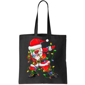 Cute Christmas Dabbing Santa Lights Tote Bag