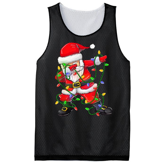 Cute Christmas Dabbing Santa Lights Mesh Reversible Basketball Jersey Tank