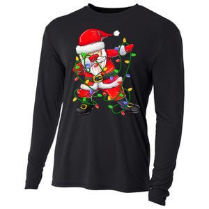 Cute Christmas Dabbing Santa Lights Cooling Performance Long Sleeve Crew