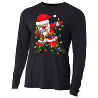 Cute Christmas Dabbing Santa Lights Cooling Performance Long Sleeve Crew