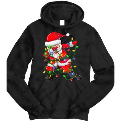 Cute Christmas Dabbing Santa Lights Tie Dye Hoodie