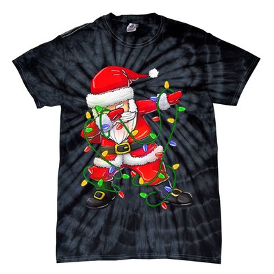 Cute Christmas Dabbing Santa Lights Tie-Dye T-Shirt