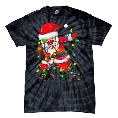 Cute Christmas Dabbing Santa Lights Tie-Dye T-Shirt