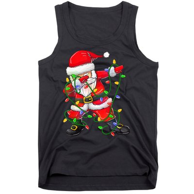 Cute Christmas Dabbing Santa Lights Tank Top