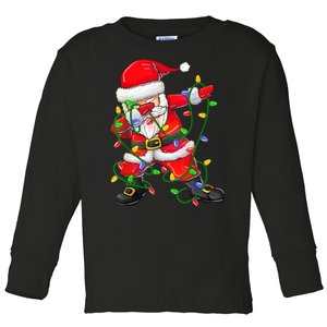 Cute Christmas Dabbing Santa Lights Toddler Long Sleeve Shirt