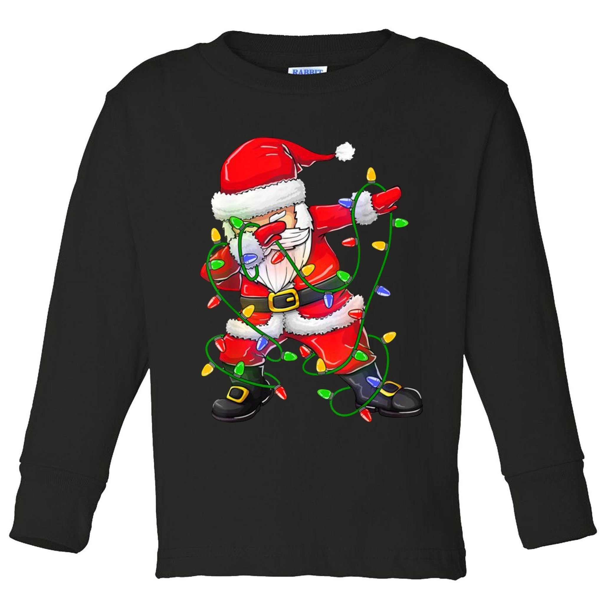 Cute Christmas Dabbing Santa Lights Toddler Long Sleeve Shirt