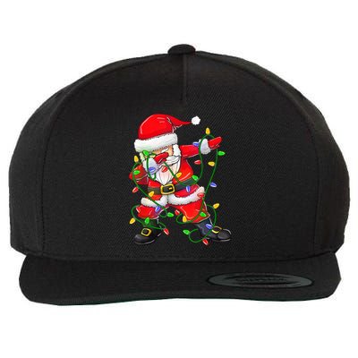 Cute Christmas Dabbing Santa Lights Wool Snapback Cap