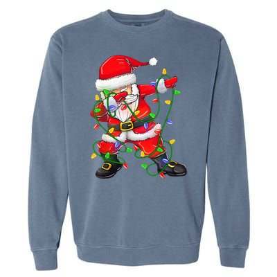 Cute Christmas Dabbing Santa Lights Garment-Dyed Sweatshirt