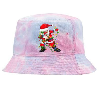 Cute Christmas Dabbing Santa Lights Tie-Dyed Bucket Hat