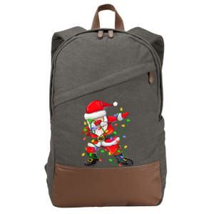 Cute Christmas Dabbing Santa Lights Cotton Canvas Backpack