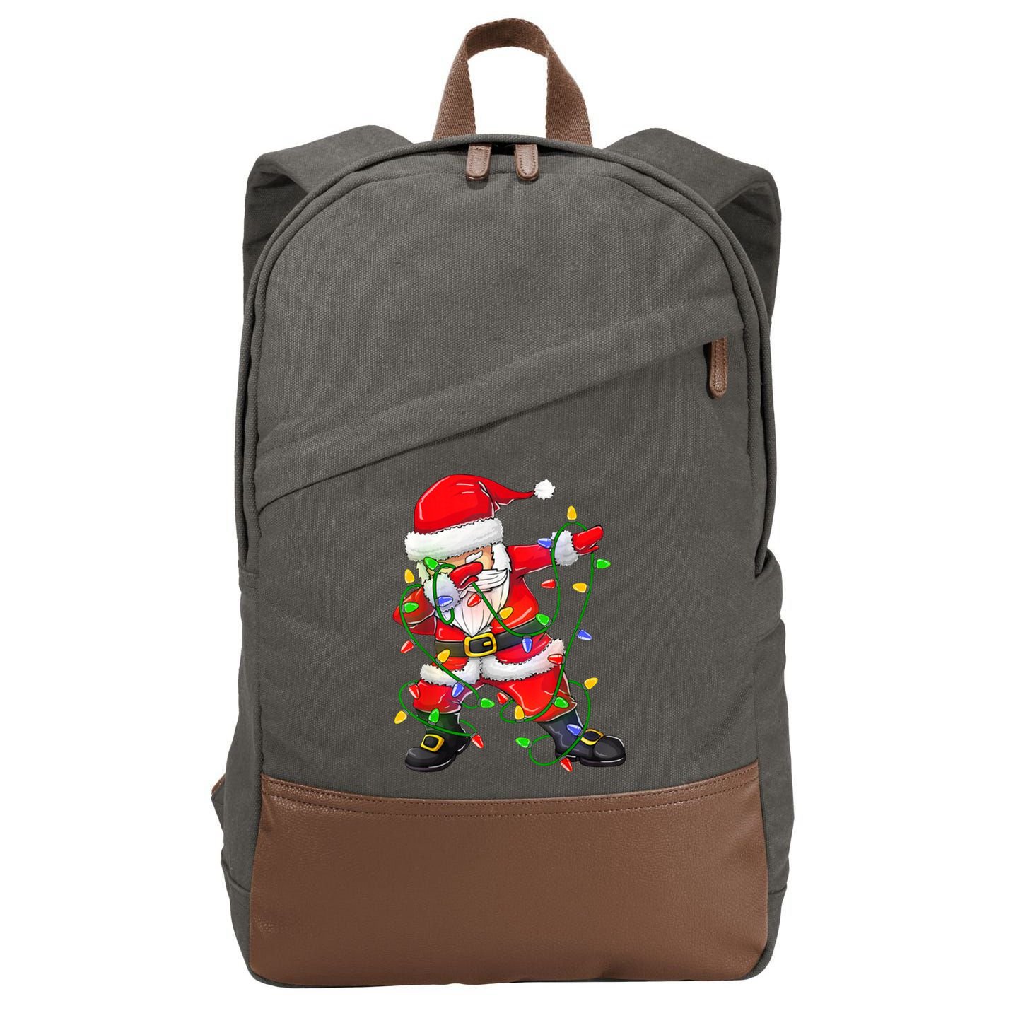 Cute Christmas Dabbing Santa Lights Cotton Canvas Backpack