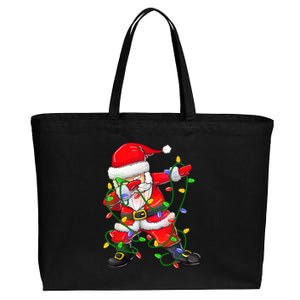 Cute Christmas Dabbing Santa Lights Cotton Canvas Jumbo Tote