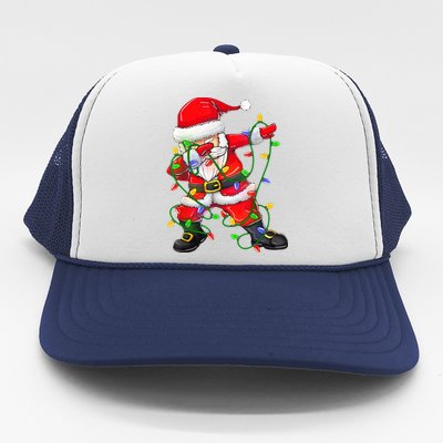 Cute Christmas Dabbing Santa Lights Trucker Hat