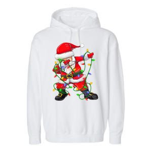 Cute Christmas Dabbing Santa Lights Garment-Dyed Fleece Hoodie