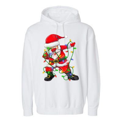 Cute Christmas Dabbing Santa Lights Garment-Dyed Fleece Hoodie