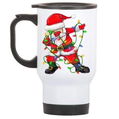 Cute Christmas Dabbing Santa Lights Stainless Steel Travel Mug